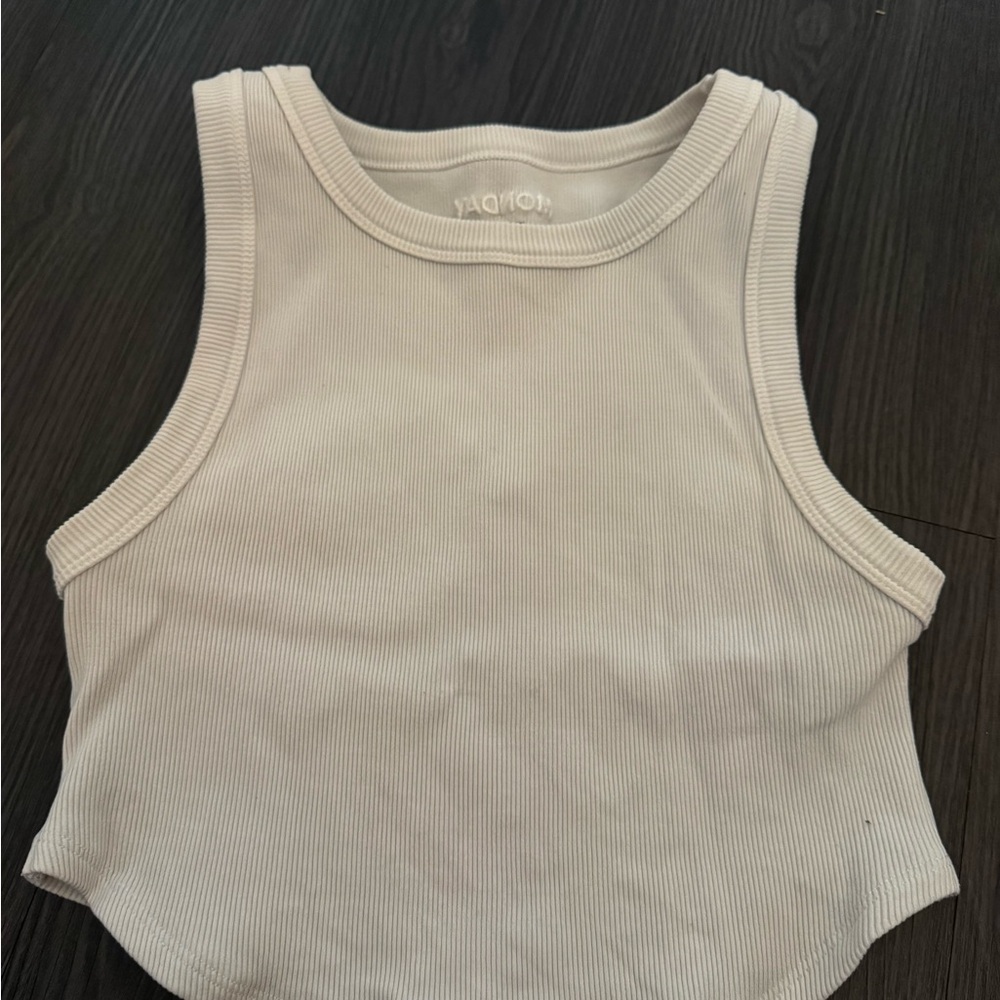 Monday White Ribbed Tank Top